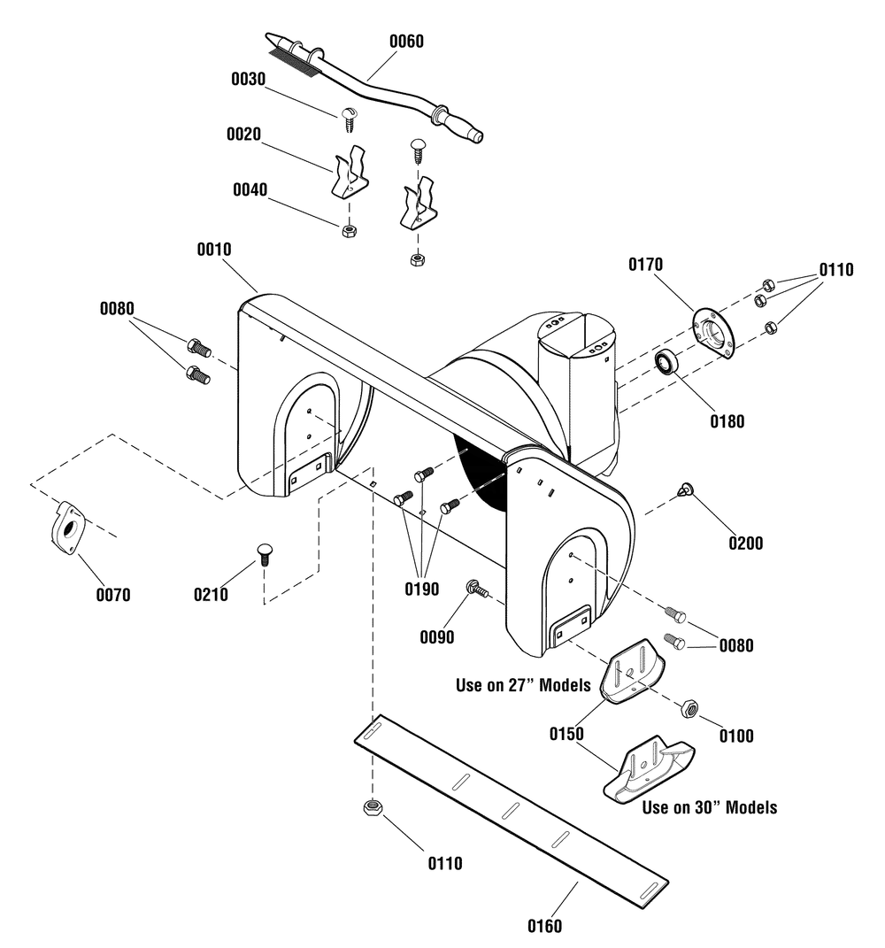 Auger Housing Group Diagram and Parts List for 1695952 2010 Briggs and Stratton Snow Blower